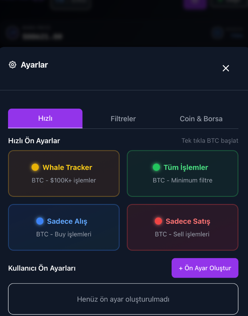 Hızlı Ön Ayarlar